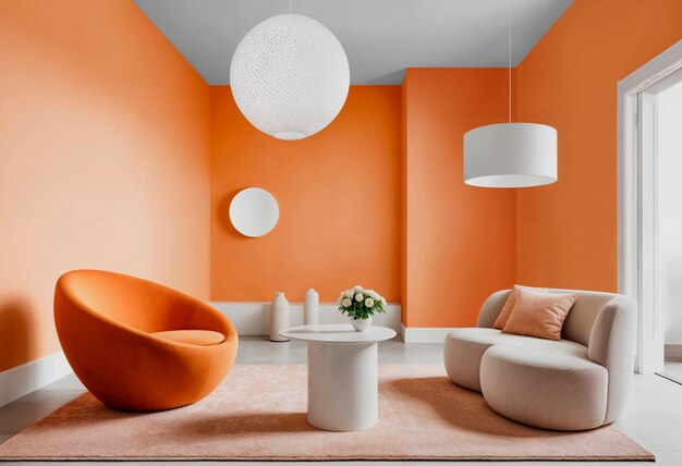 Diseño interior realista con muebles