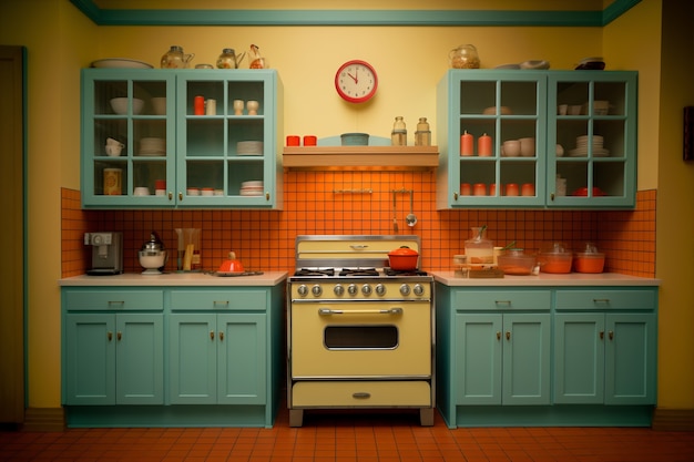 Diseño de interiores de cocina retro