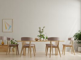 Foto gratuita diseño de interiores de comedor moderno con pared blanca