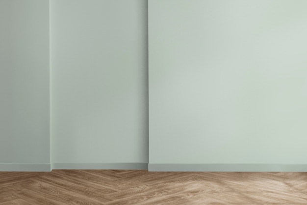 Diseño de interiores de habitación mínima vacía con pared verde menta