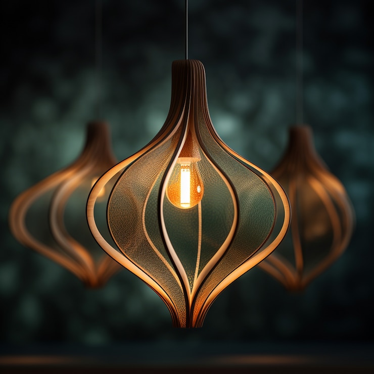 Foto gratuito diseño de lámparas modernas en 3d