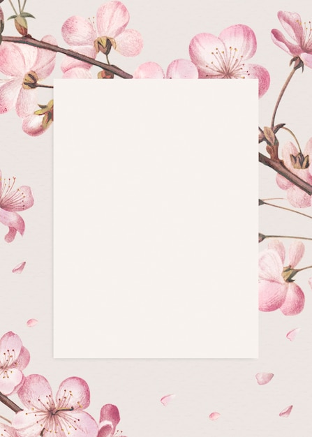 Foto gratuita diseño de marco floral rosa en blanco