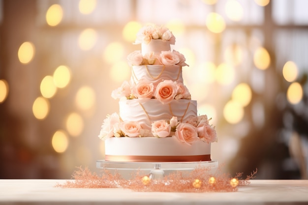 Diseño de pastel de boda delicioso en 3D