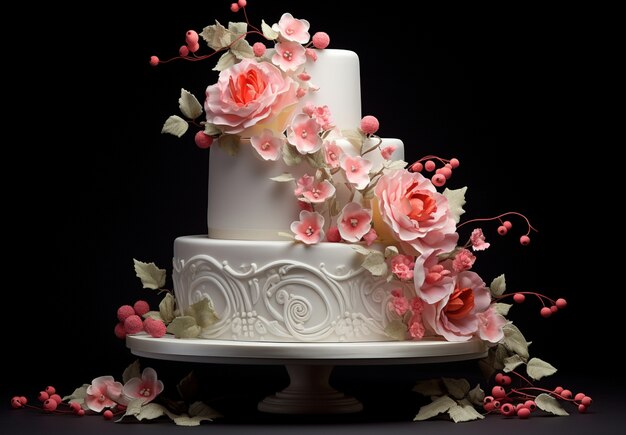 Foto gratuita diseño de pastel de boda delicioso en 3d