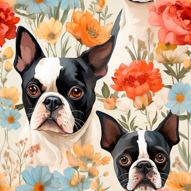 Foto gratuita diseño de patrones de perros de estilo arte digital