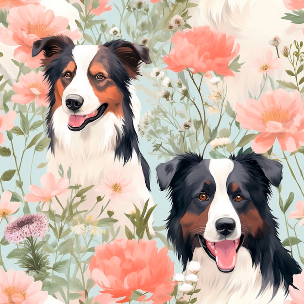 Foto gratuita diseño de patrones de perros de estilo arte digital