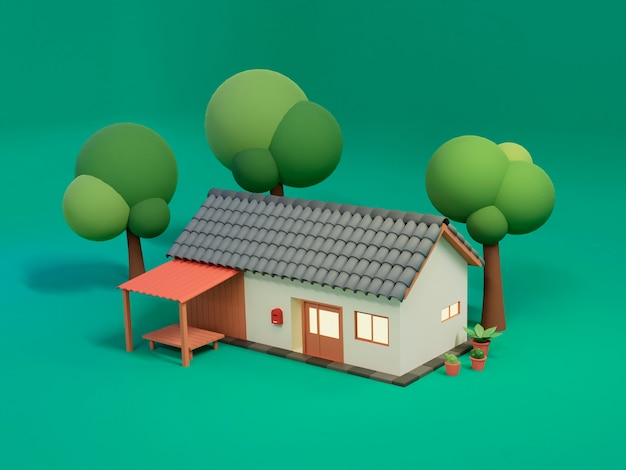 Diseño de renderizado 3d de la casa