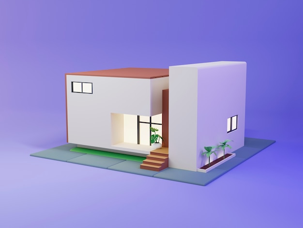 Diseño de renderizado 3d de la casa