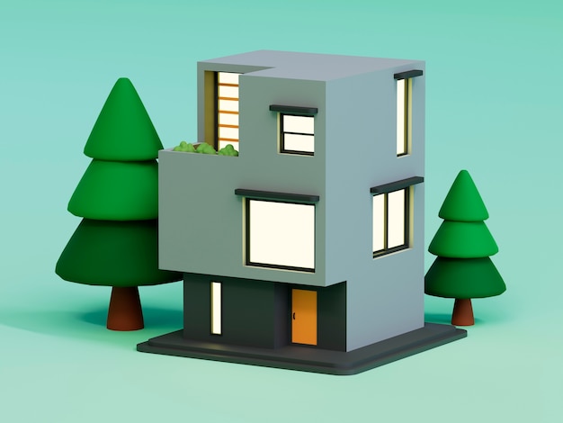 Diseño de renderizado 3d de la casa