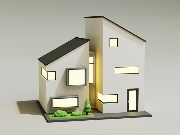 Diseño de renderizado 3d de la casa