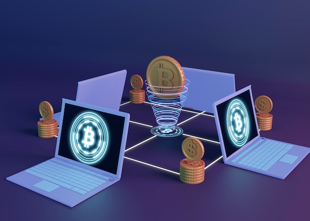 Diseño de renderizado de criptomonedas 3d
