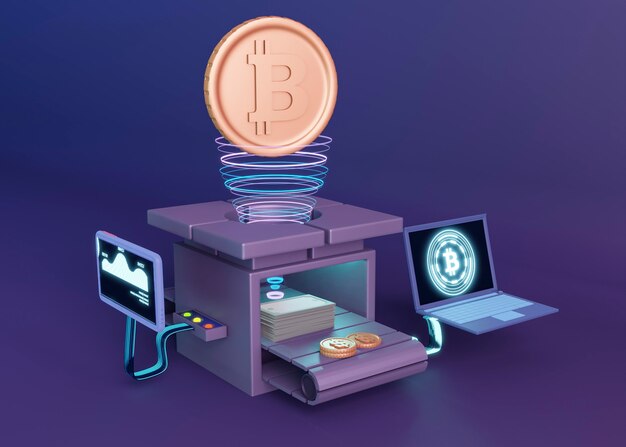 Diseño de renderizado de criptomonedas 3d