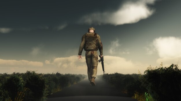 Diseño de soldado caminando
