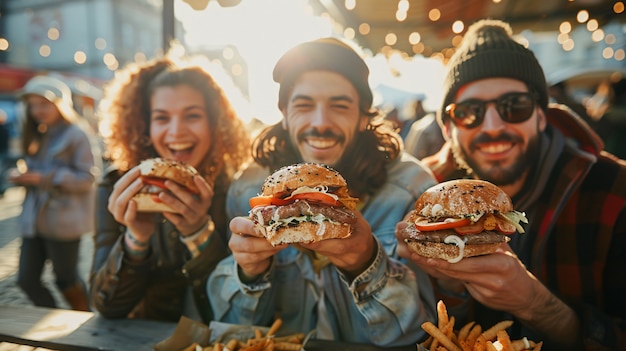 Foto gratuita disfrutando de la fiesta de la comida callejera