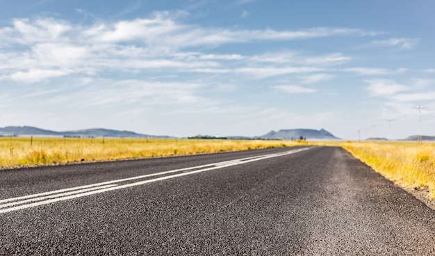 Disparo de enfoque selectivo de una carretera asfaltada en una zona rural