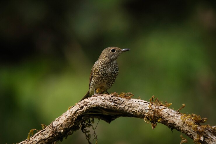 Foto gratuito disparo de enfoque selectivo de un pájaro posado en la rama de madera