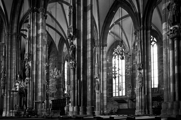 Disparo en escala de grises de la Catedral de San Esteban en Viena, Austria.