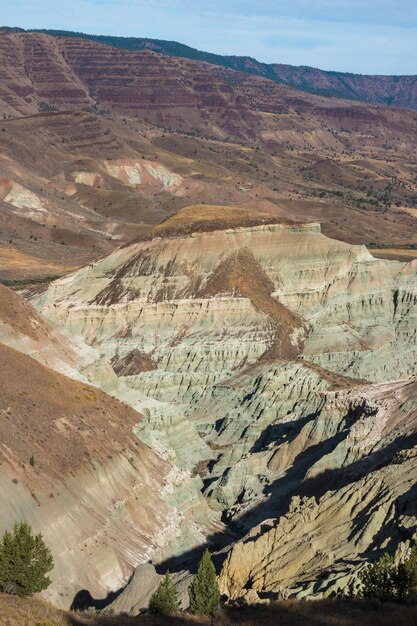 Disparo vertical de un desierto con formaciones de piedra