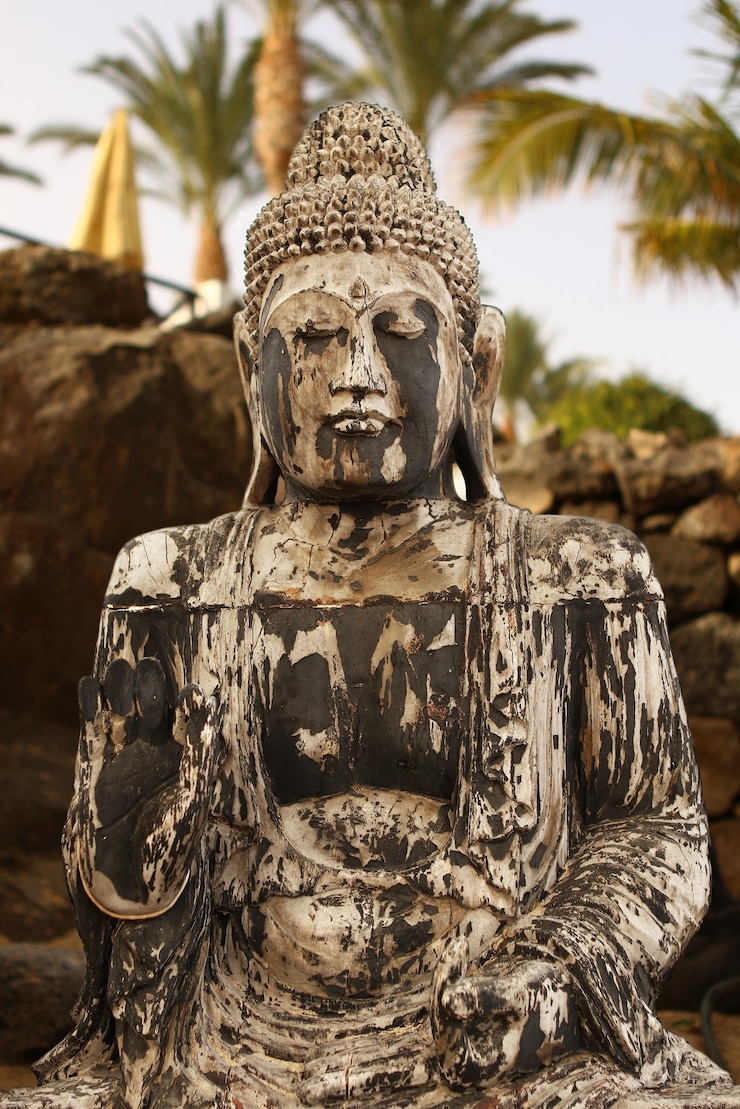 Foto gratuito disparo vertical de una estatua de buda