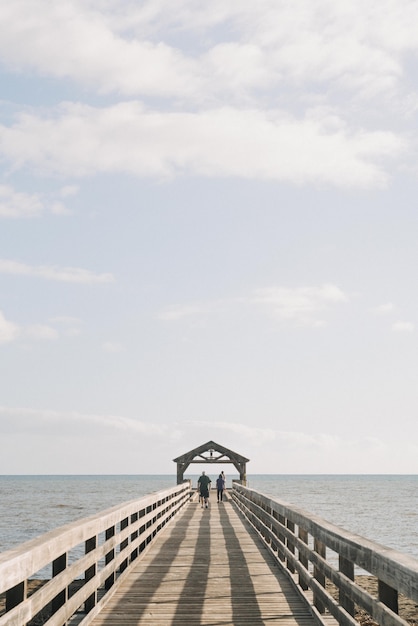 Disparo vertical del muelle de recreación del estado de Waimea en Hawaii, EE.