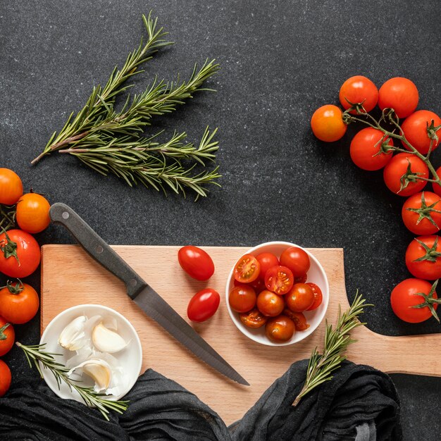 Disposición de alimentos saludables para estimular la inmunidad.