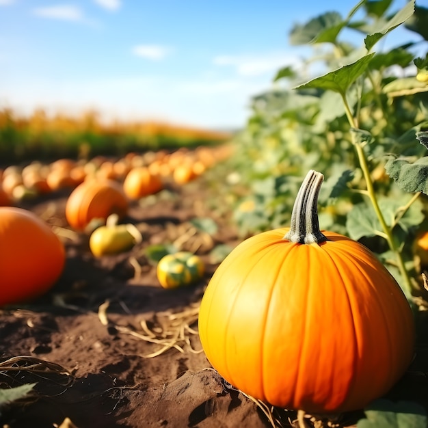 Disposición de calabazas al aire libre