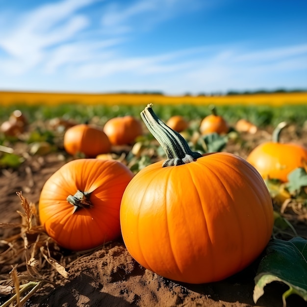 Disposición de calabazas al aire libre