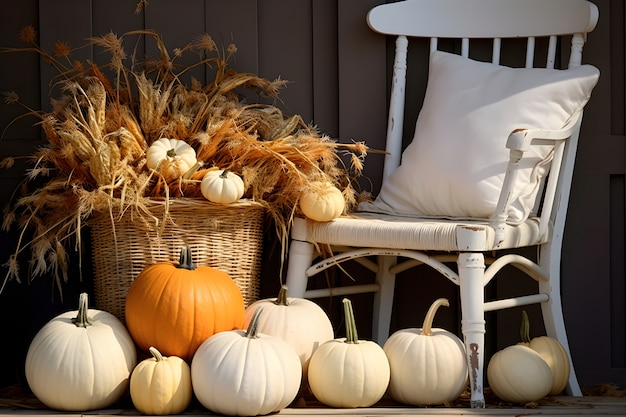 Disposición de calabazas al aire libre