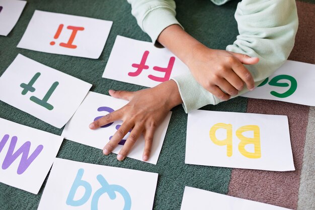 Disposición de diferentes letras para sesiones de logopedia.