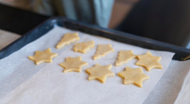 Disposición de galletas en forma de ángulo alto