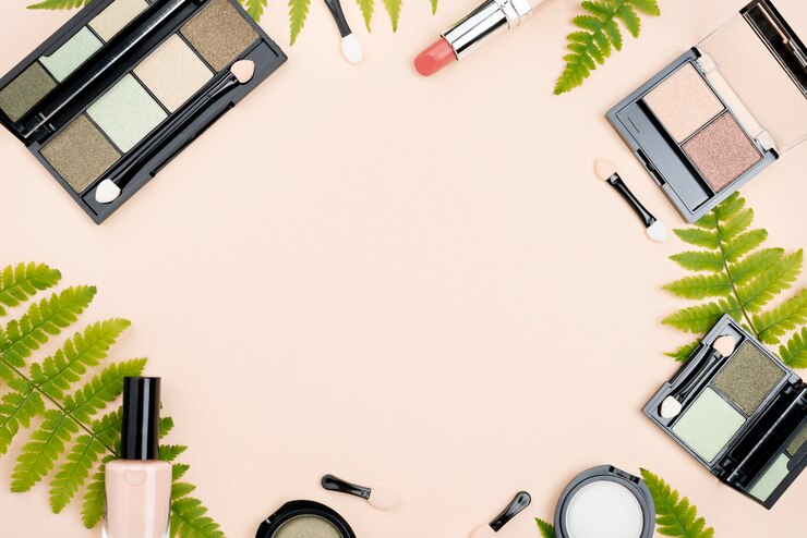 Foto gratuito disposición plana de productos de belleza con espacio de copia