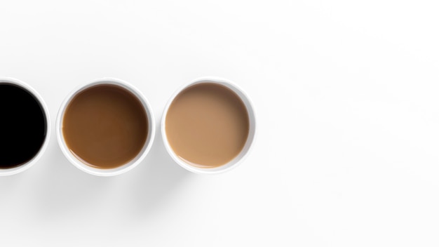 Disposición de la vista superior con diferentes tipos de café.