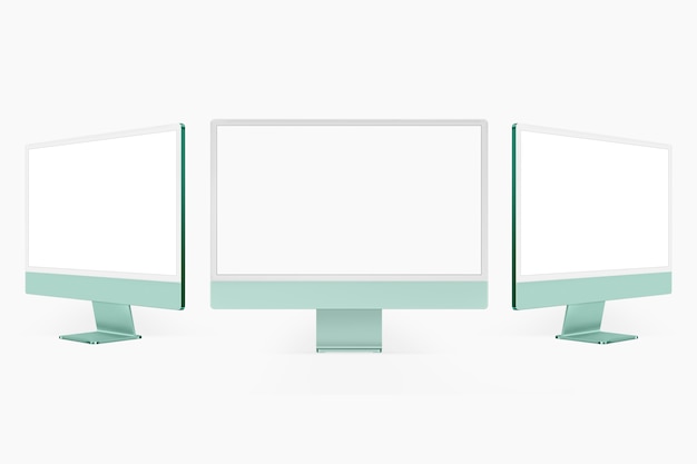 Dispositivo digital de pantalla de escritorio de computadora mínima verde con espacio de diseño