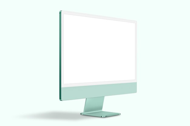 Dispositivo digital de pantalla de escritorio de computadora mínima verde con espacio de diseño