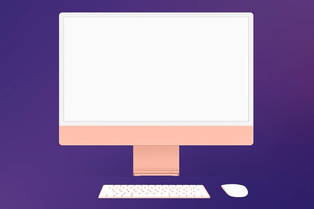 Dispositivo digital de pantalla de escritorio de computadora naranja pastel con espacio de diseño