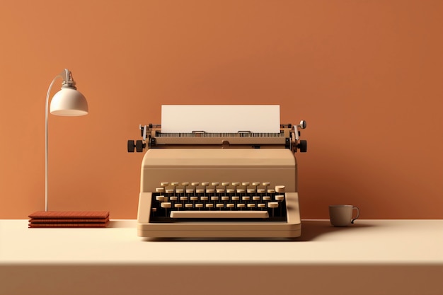 Dispositivo de máquina de escribir electrónica retro de color marrón