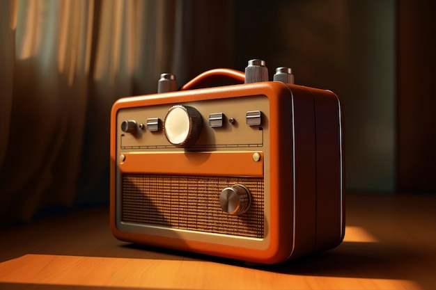 Dispositivo de radio electrónico retro de color marrón