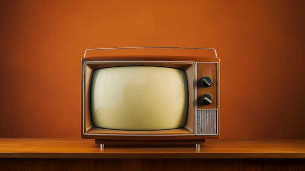 Foto gratuita dispositivo de televisión electrónico retro de color marrón