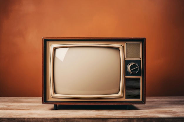 Dispositivo de televisión electrónico retro de color marrón
