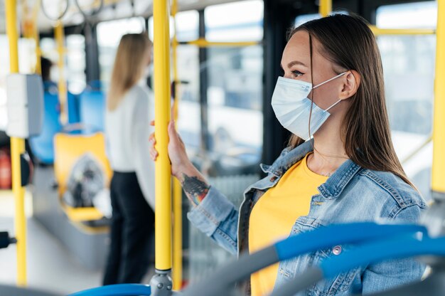 Distanciamiento social en un transporte público