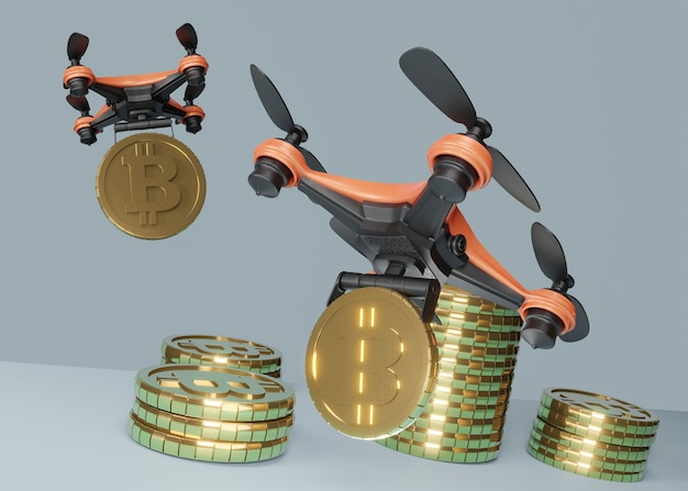 Foto gratuita distribución de criptomonedas con drones