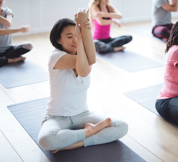 Diversity People Exercise Class Relax Concept