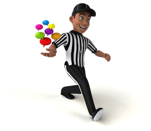 Divertida ilustración 3D de un árbitro americano
