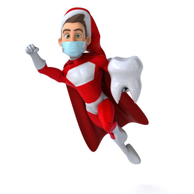 Divertida ilustración 3D de una caricatura de Santa Claus con una máscara