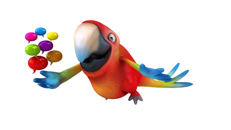Foto gratuito divertida ilustración en 3d de un loro de dibujos animados