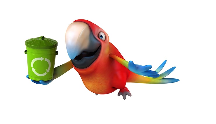 Foto gratuito divertida ilustración en 3d de un loro de dibujos animados