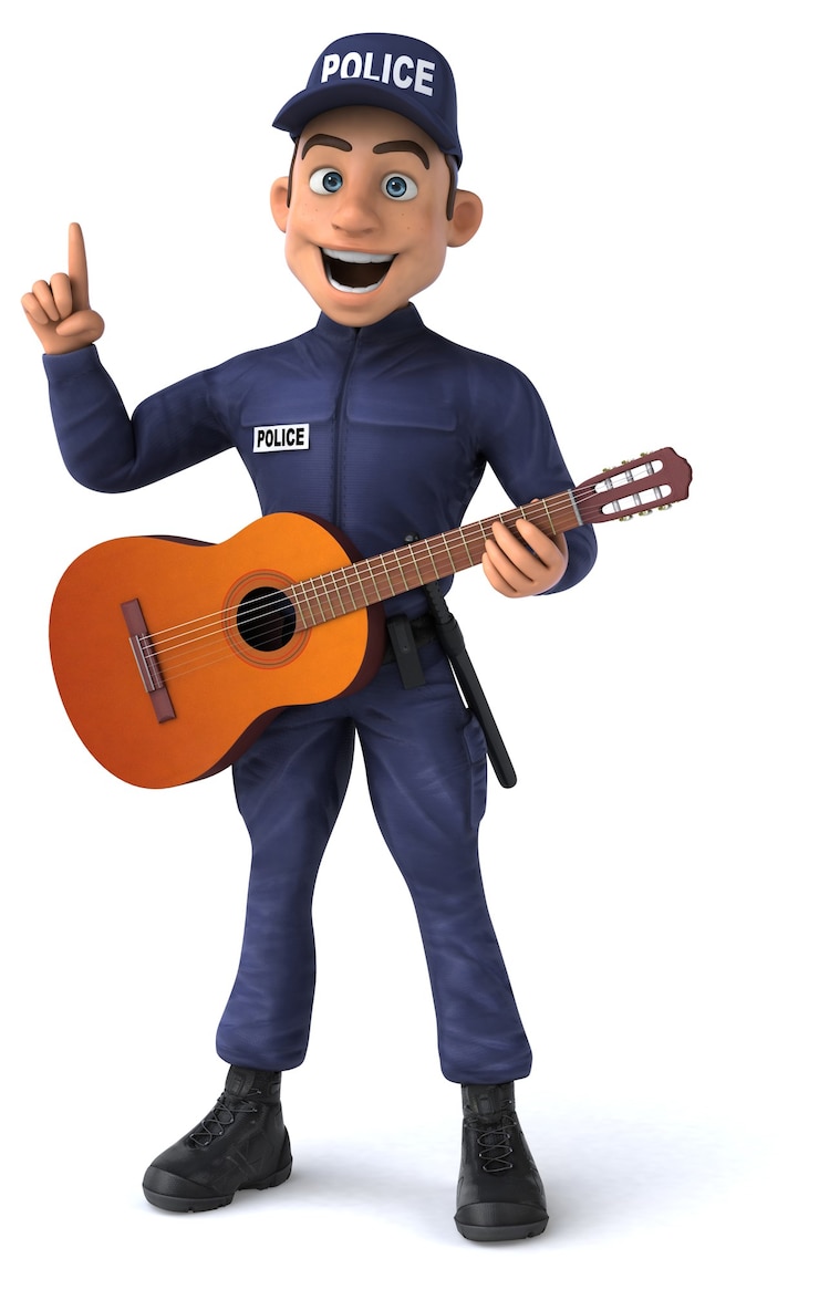 Foto gratuito divertida ilustración 3d de un oficial de policía de dibujos animados