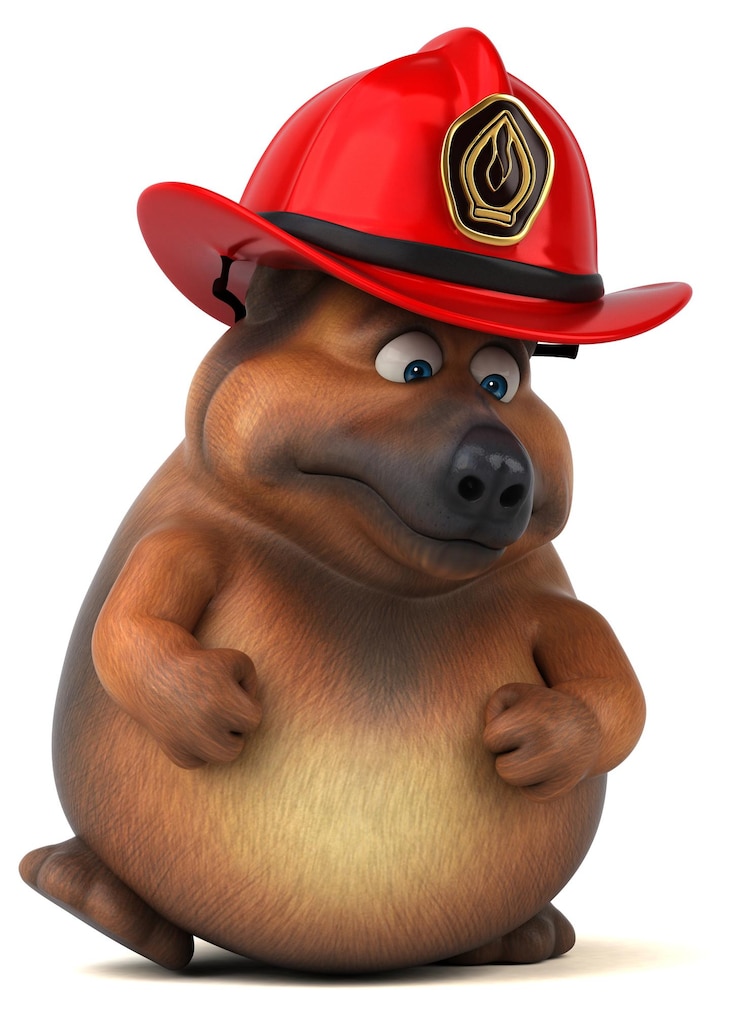 Foto gratuito divertida ilustración 3d de un perro bombero de dibujos animados