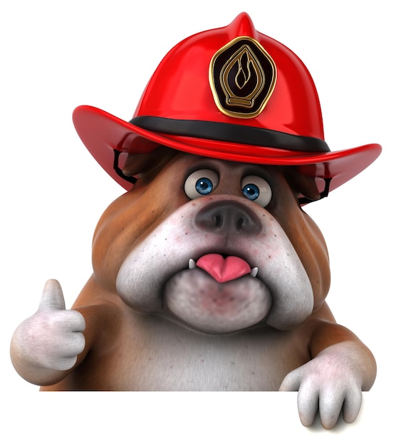 Divertida ilustración en 3D del perro bombero