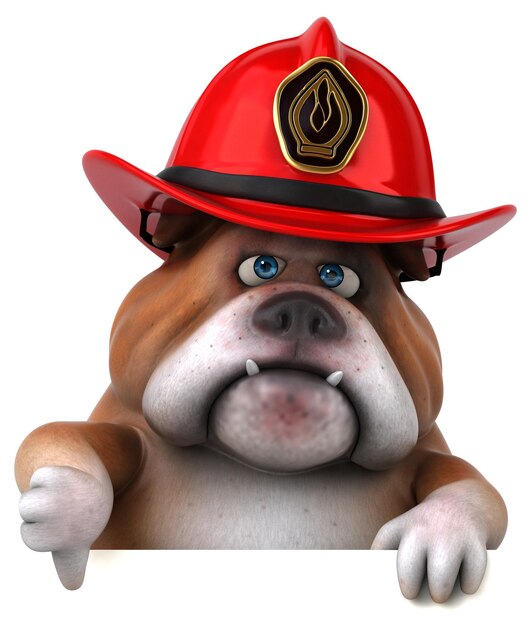 Divertida ilustración en 3D del perro bombero
